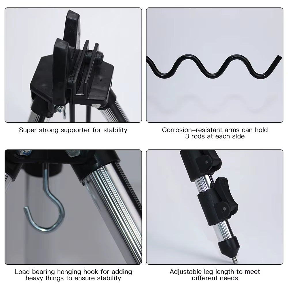 Fishing Rods Tripod Stand Telescopic Aluminum Alloy Fishing Rod Holder for Telescopic Fishing Rods and Hand-Held Rods