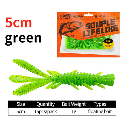 Floating Soft Shrimp Fishing Bait NED Rig Wobblers Shrimp Swim Lure Jig Salt Silicone Swimbait with Fish Attractant