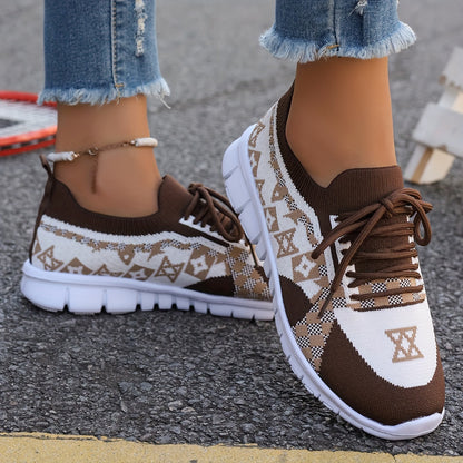 Women's Casual Sneakers Comfort Sport Shoes Fabric Knit Breathable Slip-On All-Season Walking Flats - EVA Sole Non-Slip Athletic Running Footwear - Taizhou North America & Europe Exclusive