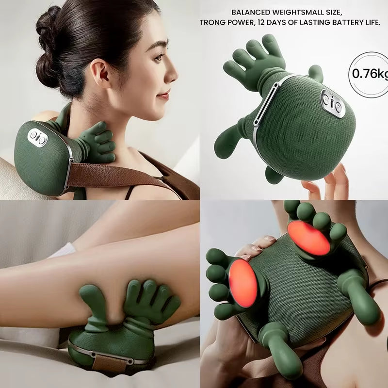 Neck Shoulder Massager Deep Tissue Shiatsu Back Cervical Massager 4D Kneading Massage Cordless Massage Machine Fatigue Relief
