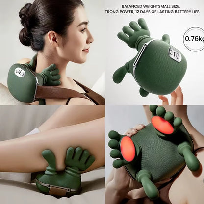 Neck Shoulder Massager Deep Tissue Shiatsu Back Cervical Massager 4D Kneading Massage Cordless Massage Machine Fatigue Relief