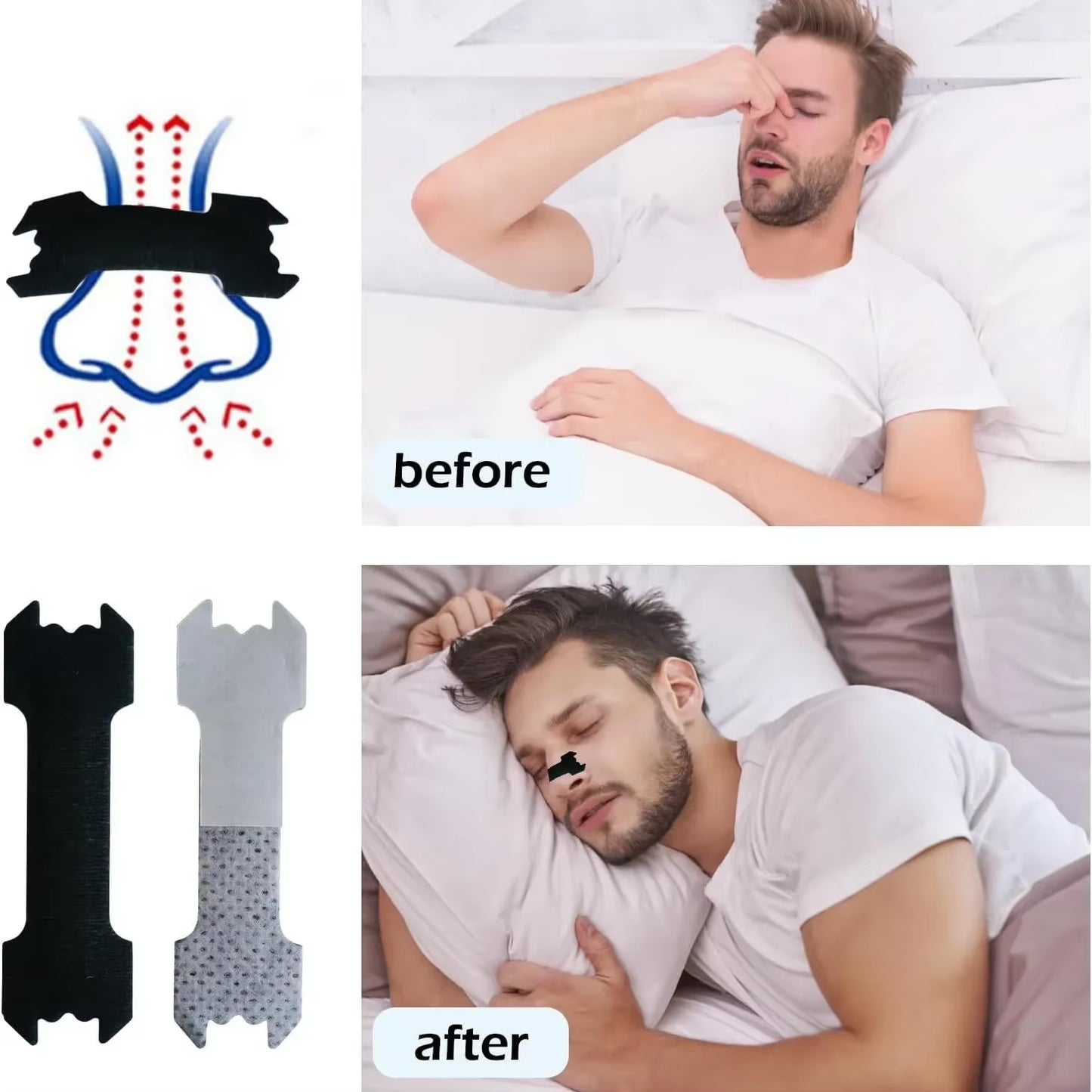 30/60/90PCS anti Snoring Nose Patch Set Extra Strength Nasal Strips Better Breathing Non-Invasive Easier Breath Sleep Aid Decive