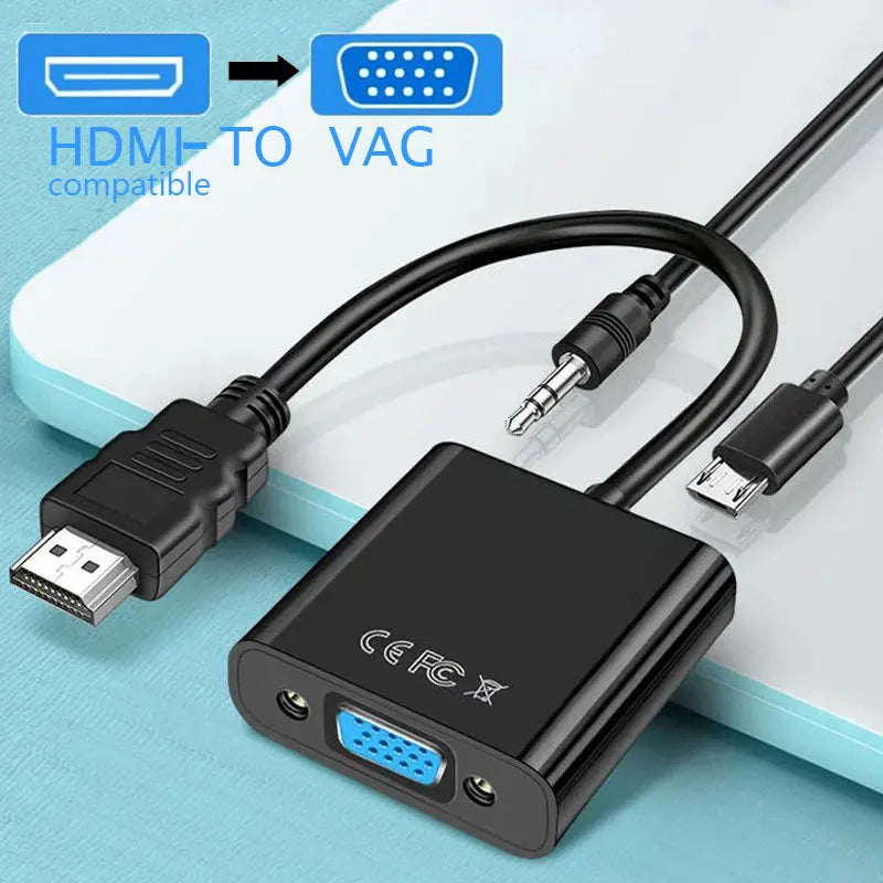 HD 1080P Hdmi-Compatible to VGA Cable Converter Hdmi-Compatible Male to VGA Female Adapter for Tablet Laptop PC TV