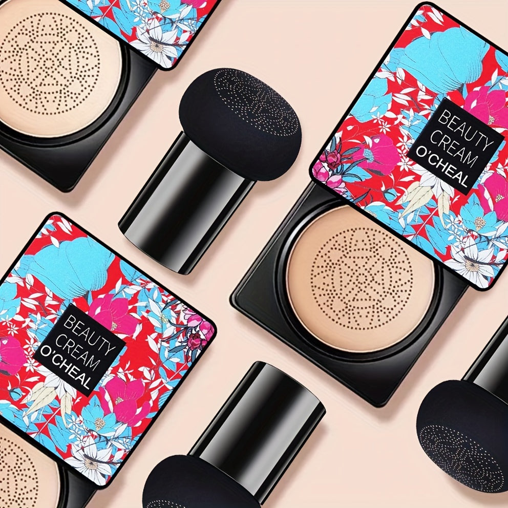 Mushroom Head Foundation BB Cream - Full Coverage, Long-Lasting Moisturizing Concealer for All Skin Types, Natural Nude Finish with Floral Packaging, Longlasting Foundation | Artistic Packaging | Vibrant Design Beauty Fashion