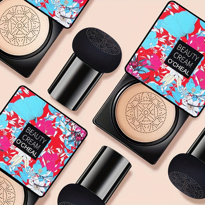 Mushroom Head Foundation BB Cream - Full Coverage, Long-Lasting Moisturizing Concealer for All Skin Types, Natural Nude Finish with Floral Packaging, Longlasting Foundation | Artistic Packaging | Vibrant Design Beauty Fashion