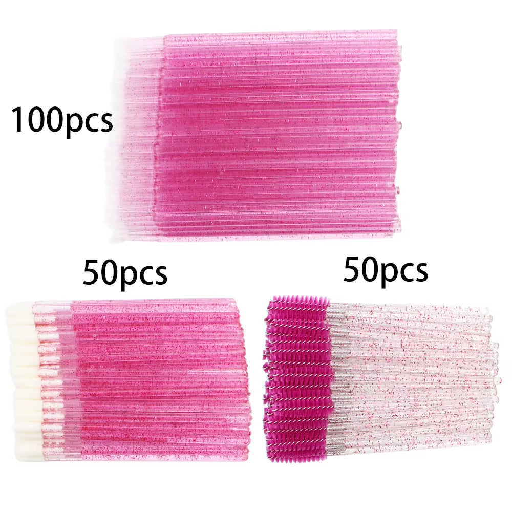 200Pcs Disposable Brushes Set Mascara Wands Lip Brushes Microbrush Applicator Swab for Eyelash Extension Eyebrow Makeup Tools