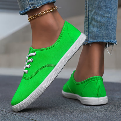 Women's Casual Canvas Sneakers, Low-Top Lace-up Walking Shoes, Lightweight & Comfort Sport Shoes Beauty World Shop