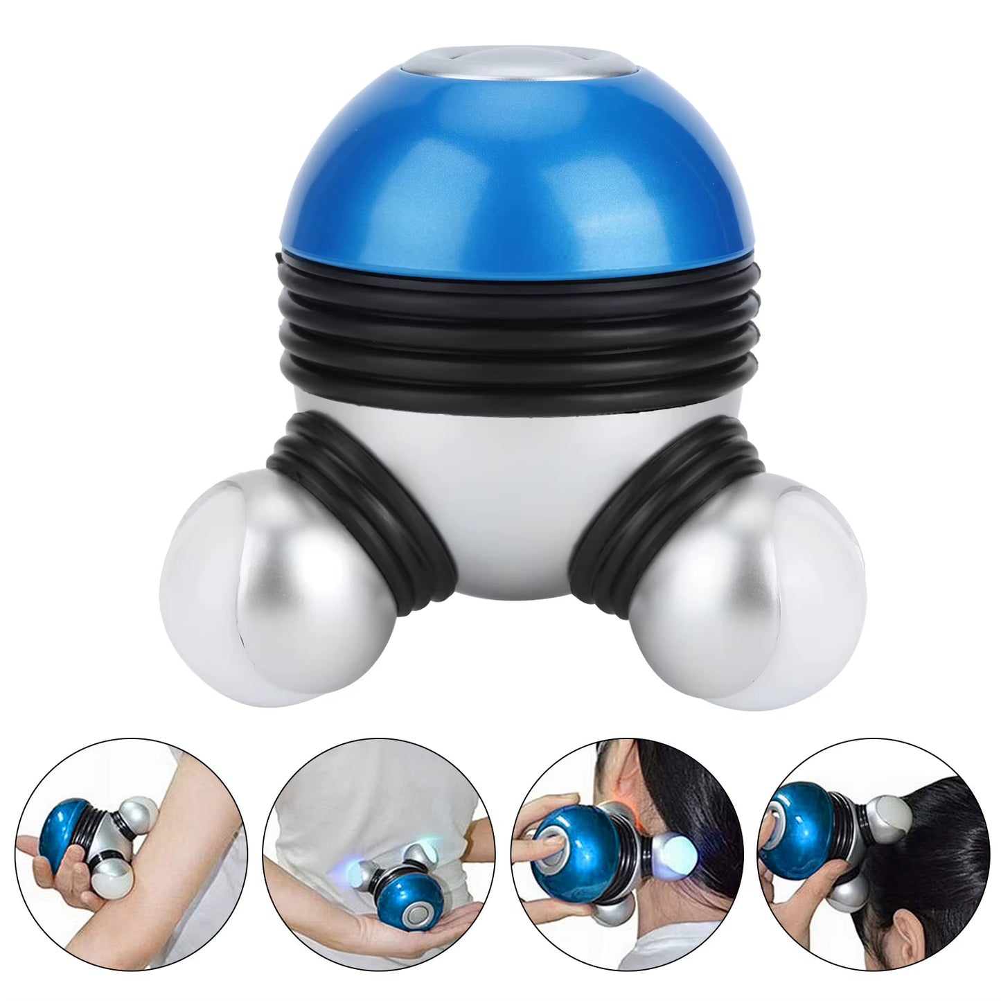 Mini Portable Hand Held Body Vibrating Massager with LED Light for Head Neck Legs Pain Release(Red )