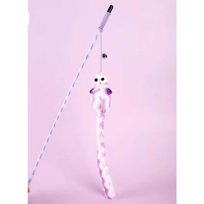 Cat Toys Funny Cat Stick Bouncy Rod Bell Bait Cat Toy Plush Longtail Mouse Stripe Funny Cat Stick Pet Supplies Cat Accessories