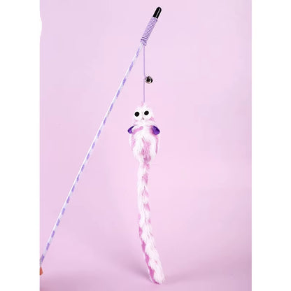 Cat Toys Funny Cat Stick Bouncy Rod Bell Bait Cat Toy Plush Longtail Mouse Stripe Funny Cat Stick Pet Supplies Cat Accessories