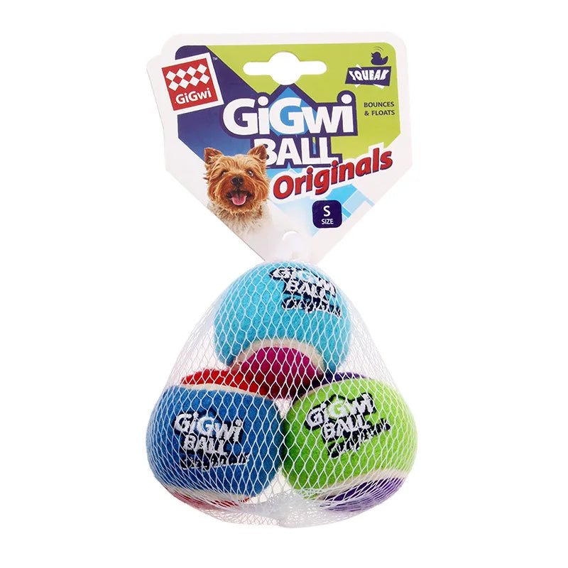 Pet Dog Squeaky Tennis Ball Interactive Dog Toys High Bounce Sound Rubber Ball for Small Medium Dogs Training Outdoor Play Ball