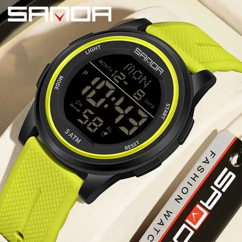 Outdoor Sport LED Luminous Electronic Youth Watch Fashion Casual Multi Functional Waterproof Electronic Digital Men Watch