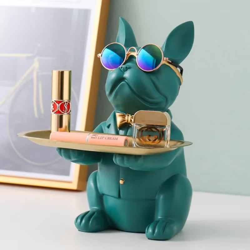 Multi Functional Bulldog Tray Animal Statue Creative Ornament Living Room Bedroom Miscellaneous Storage Home Decoration