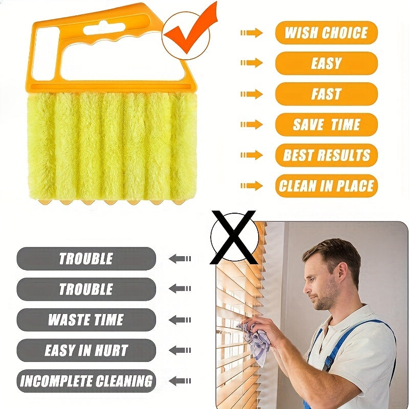 1pc, Washable Window Cleaning Brushes With Microfibers For Effortless Dust Collection And Blinds Cleaning Beauty Fashion