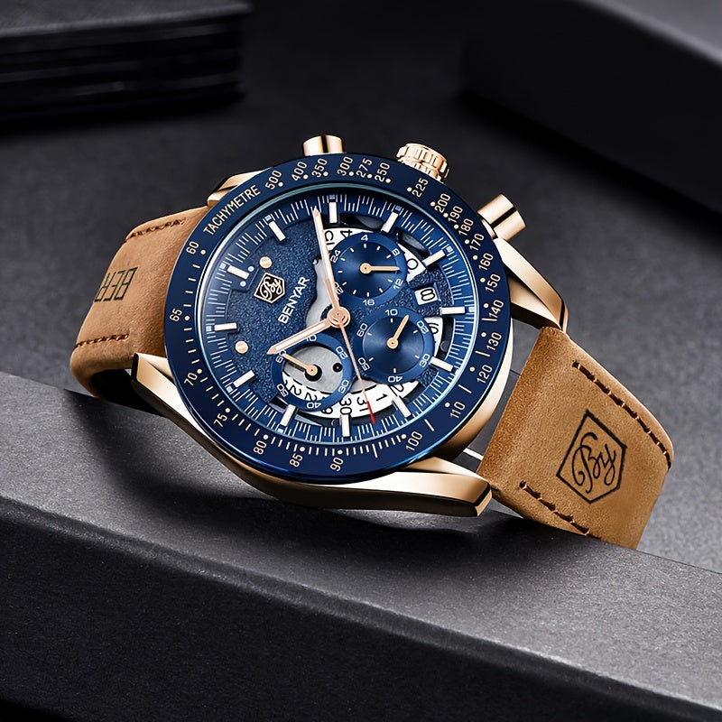BENYAR Watches For Men Analog Quartz Chronograph Luminous Big Face Mens Watches Business Work Sport Casual Fashion Designer Dress Men'S Wrist Watches Elegant Gift For Men Beauty World Shop
