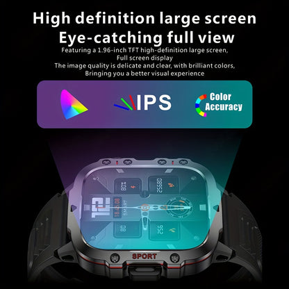 New Rugged Smart Watch Men Wireless Call IP68 Sport Fitness AI Voice Outdoor Smartwatch For Mobile Phones