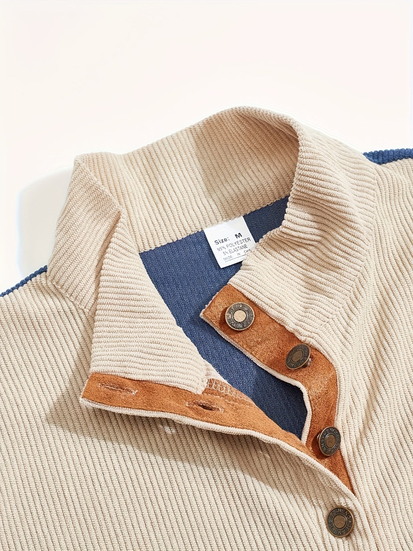 [1pc Casual Sport Shirt Embroidery] 1pc Men'S Casual Sport Shirt, Long Sleeve Crew Neck Knitwear with Embroidery Detail, Solid Color, Polyester Blend, Regular Fit - Fashion Colorblock Pullover Sweatshirt Beauty World Shop
