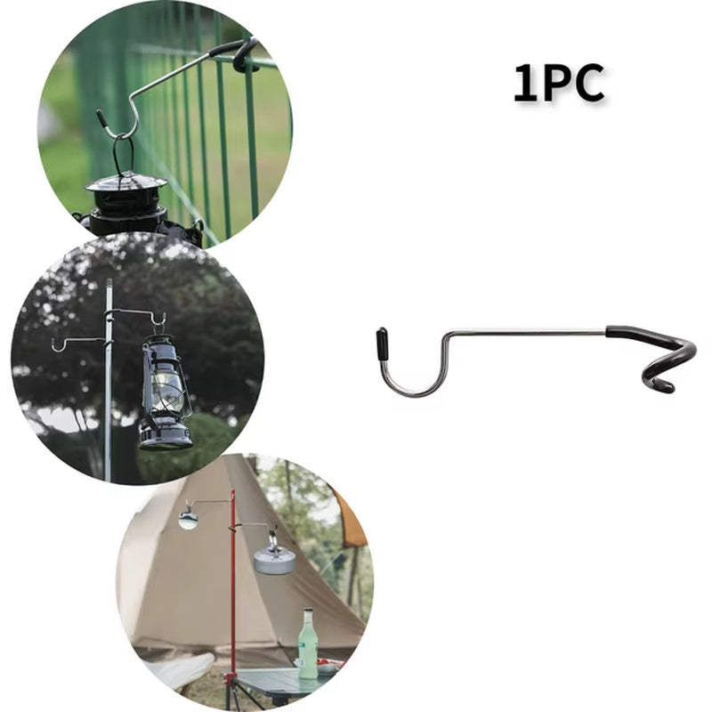 Stainless Steel Light Stand Holder Hooks Portable Tent Pole Lamp Hanger Hunting Fishing Lantern Hanger Outdoor Camping Tools