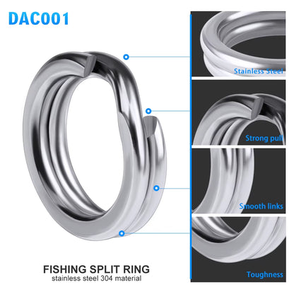 PROBEROS 50Pcs Fishing Split Rings for Crankhard Bait Silver Stainless Steel 0#-12# Fishing Connector Accessories Tackle