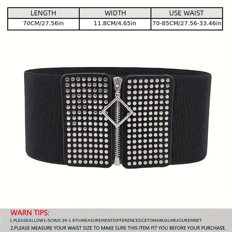 Wide Elastic Studded Belt Female Waist Gothic Plus Size Stretch Girdle Ladies Long Belts For Women Corset Waistband Beauty Fashion