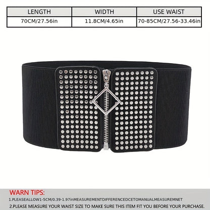 Wide Elastic Studded Belt Female Waist Gothic Plus Size Stretch Girdle Ladies Long Belts For Women Corset Waistband Beauty Fashion