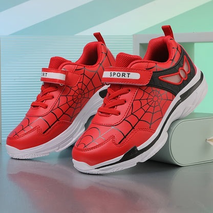 Kids Fashion Sneakers Breathable Lightweight Sport Casual Shoes with Cartoon Spider Web Design, Closure, Low Top PU and Fabric for Boys and Girls – Versatile All-Season Footwear for Outdoor Activities Beauty World Shop