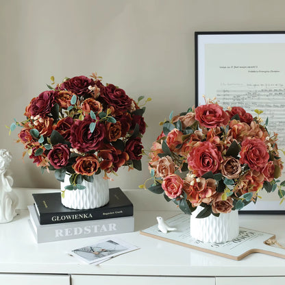 1PC Fall Artificial Peony Flowers Silk Hydrangea Rose Living Room Home Vase Garden Wedding Bridal Bouquet Diy Party Decoration