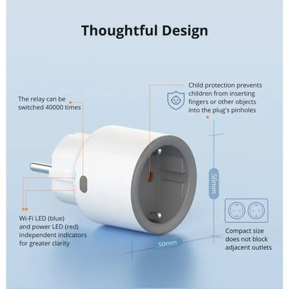S60 EU  Wifi Socket Smart Wifi Plug with Energy Monitoring Remote Control Timer Voice Control Smart Scene