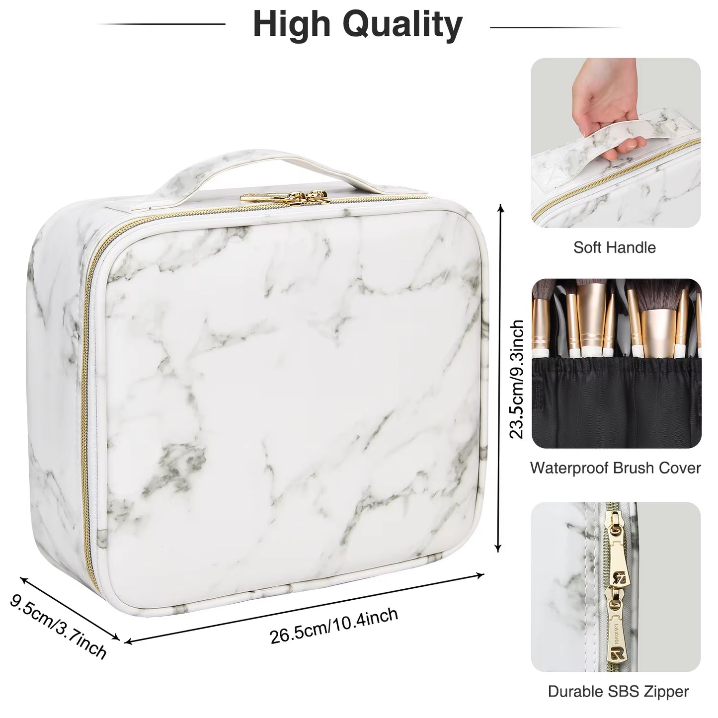 PU Makeup Bag Marble Pattern Portable Large Capacity Makeup Storage Bag Multi Functional Travel Makeup Toolbox