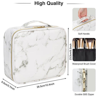PU Makeup Bag Marble Pattern Portable Large Capacity Makeup Storage Bag Multi Functional Travel Makeup Toolbox