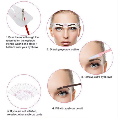 The New Fixed PVC Eyebrow Shaper Template Can Be Reused with High-Quality Stickers for Elegant Eyebrow Makeup Tools 6PCS