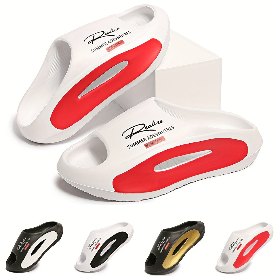 [Summer Sport Slippers] Summer Open Toe Women's Fashion Sport Slippers - EVA Material with Letter Print - Athletic Sandals with Adjustable Strap