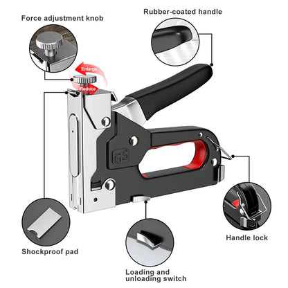 4 in 1 Nail Stapler with 4000 Staples Tool Kit Stapler for Wood Fabric Stapler Home Repair DIY Tool Kit