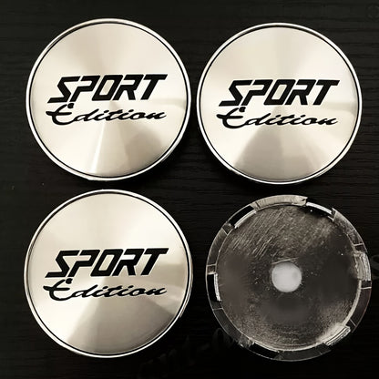 Set of 4 Sport Edition Wheel Center Hub Cap Emblem Stickers, 60Mm / 2.36 Inch Car Accessories for Vehicles Like Cars, Motorcycles, Trucks, And Suvs