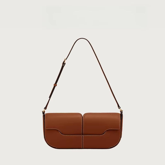 2025 French Luxury and Fashionable One Shoulder Underarm Handbag, Cowhide Commuting Handbag, Casual and Simple French Stick Bag