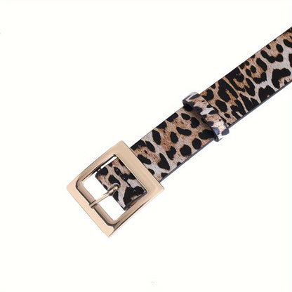 Chic Leopard Print Wide Belt for Women - Versatile PU Leather Accessory for Casual, Wedding, Party & Casual Attire Beauty Fashion