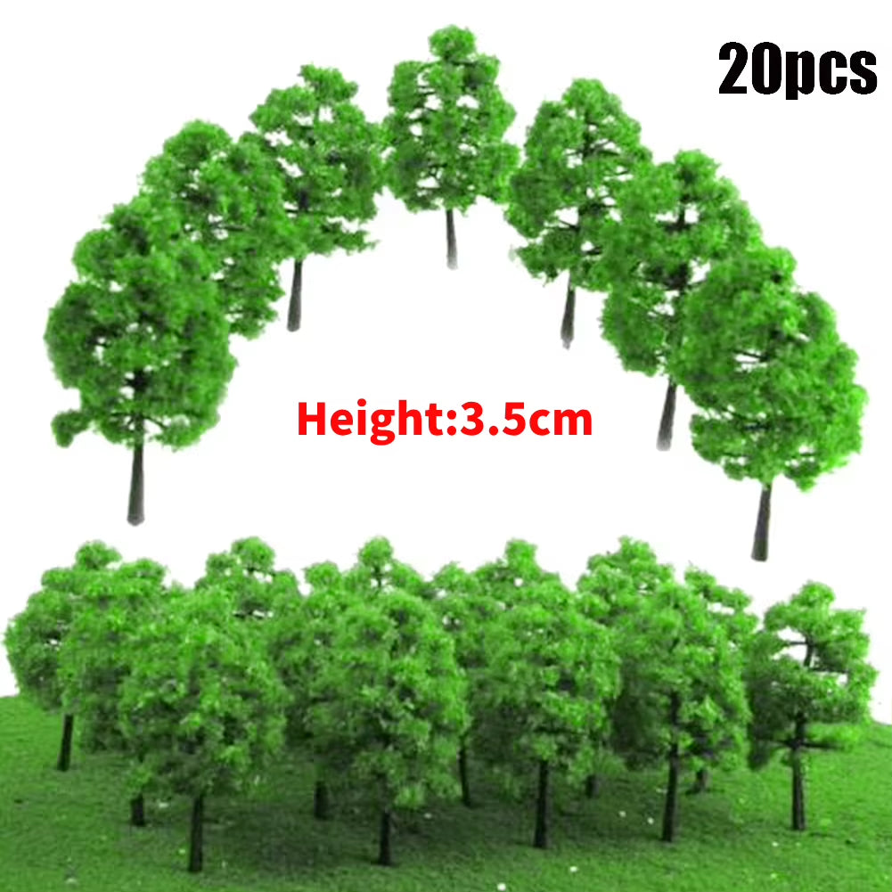 20Pcs Model Trees Train Railroad Diorama Wargame Park Scenery Hight 3.5Cm Miniature Sandtable Model Scenery DIY for Home Decor