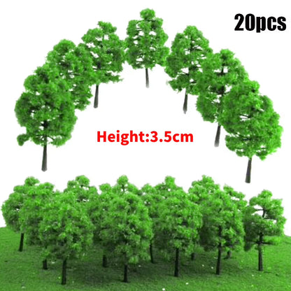 20Pcs Model Trees Train Railroad Diorama Wargame Park Scenery Hight 3.5Cm Miniature Sandtable Model Scenery DIY for Home Decor