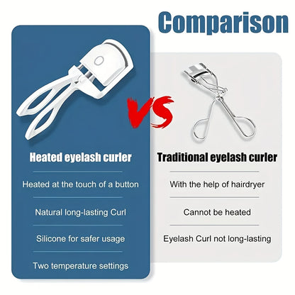 ABS Electric Eyelash Curler - Long-Lasting Curling Device with USB Rechargeable Battery, Modern Beauty Eye Instrument for Home Use, Durable & Stylish Design Beauty Fashion