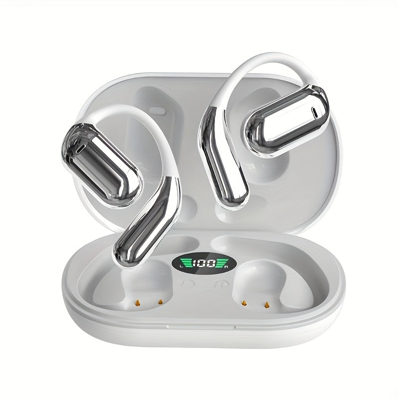[50 Hours Wireless Sport Headphones] Wireless Headphones with Open Ear Design, Sport Earbuds Featuring Touch Volume Control, Built-In Microphone, And Ear Hooks. They Offer 50 Hours of Playtime And Come with an LED Display Cha