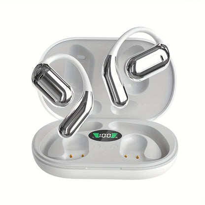 [50 Hours Wireless Sport Headphones] Wireless Headphones with Open Ear Design, Sport Earbuds Featuring Touch Volume Control, Built-In Microphone, And Ear Hooks. They Offer 50 Hours of Playtime And Come with an LED Display Cha