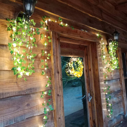 2M/10M Flower Green Leaf String Lights Artificial Ivy Vine Fairy Light Wedding Party Decoration Christmas Home Room Wall Plant