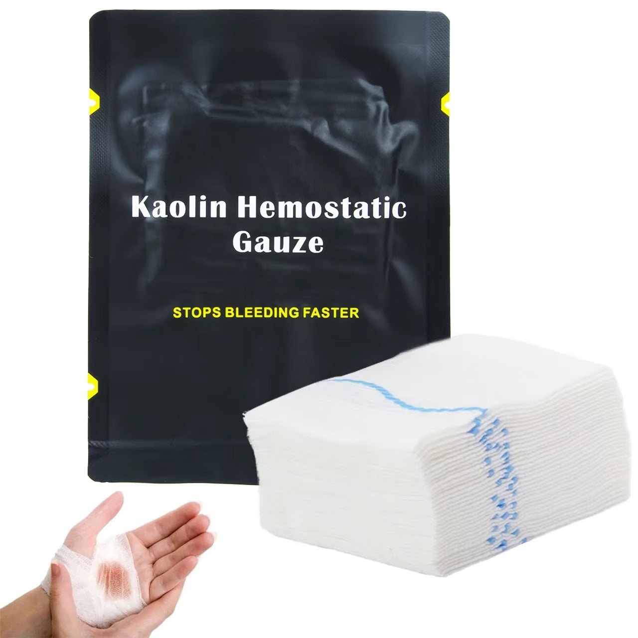Hemostatic Kaolin Gauze Combat Emergency Trauma Z-Fold Soluble for Ifak Tactical First Aid Kit Medical Wound Dressing