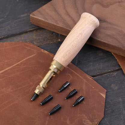 Hole Punch Screw Removable Book Drill Auto with 6 Size Tip 1.5-4Mm Automatic Belts Screw Punch Leather Tool