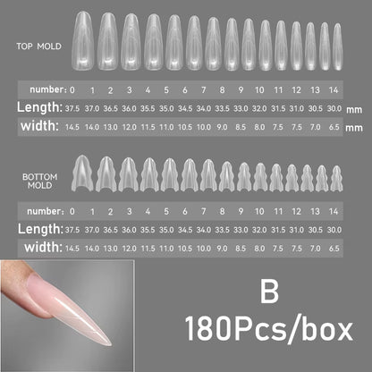 Sandwich Dual Nail Forms 180Pcs 15Size NEW 2025 Extensions-Dual Forms Coffin Almond Nail Forms Manicure Top Mold Bottom Mold