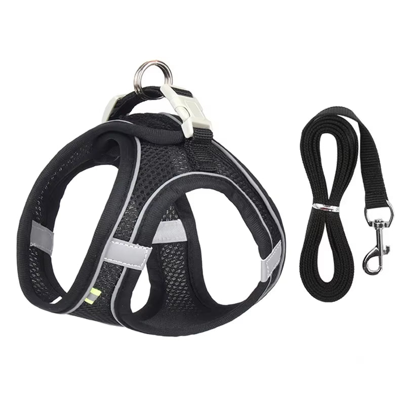 Puppy Harness Set Dog Accessories Adjustable Puppy and Cat Harness Vest French Bulldog Chihuahua Small Dog Collar Pet Leash Dogs
