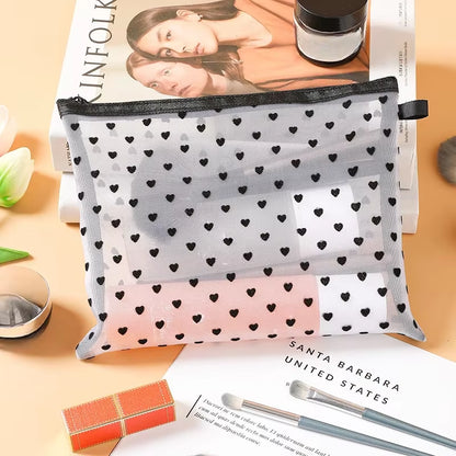 1Pcs Mesh Clear Cosmetic Bags Small Large Black Makeup Bag Portable Travel Toiletry Organizer Case Lipstick Storage Pouch