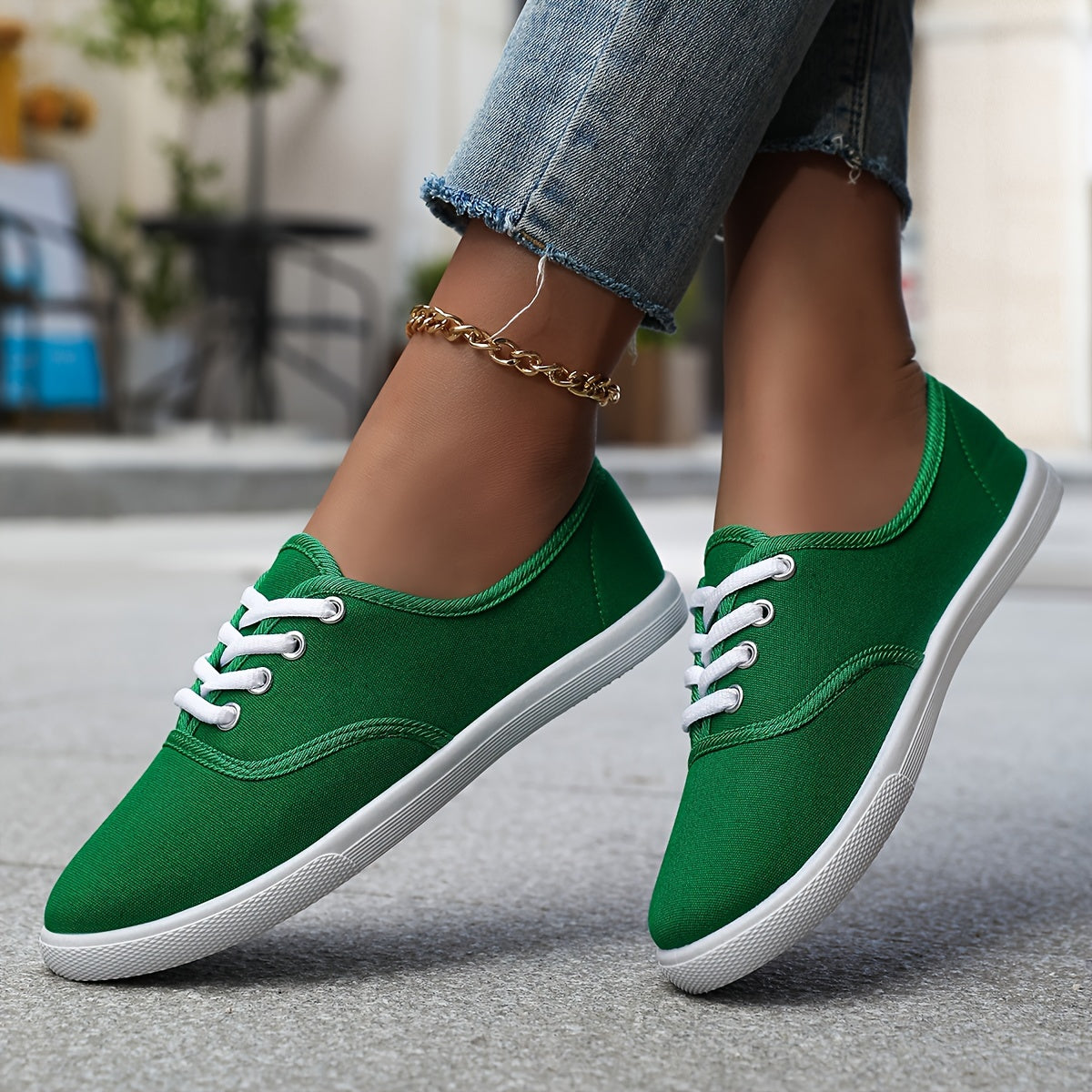 Women's Casual Canvas Sneakers, Low-Top Lace-up Walking Shoes, Lightweight & Comfort Sport Shoes Beauty World Shop