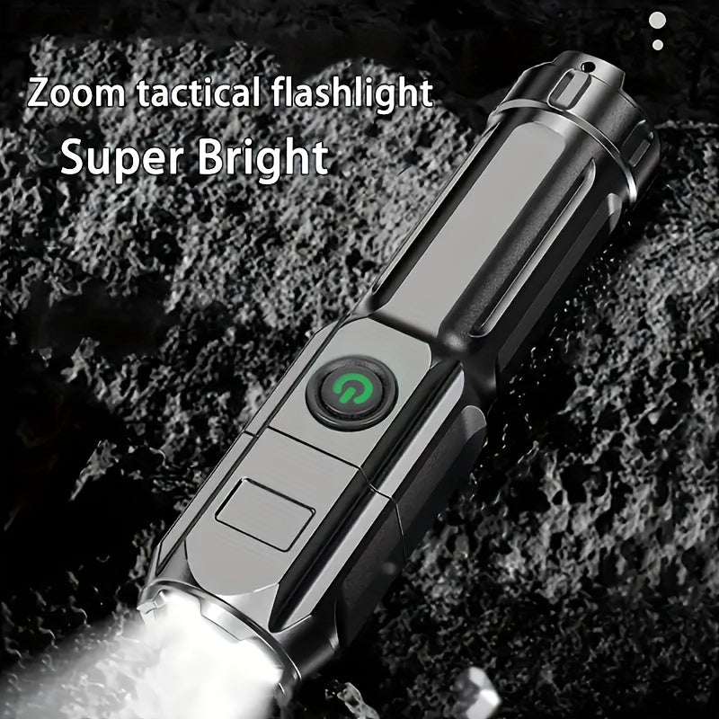 Baihuibri 1pc powerful variable focus flashlight, multifunctional portable household small flashlight, telescopic zoom light, rechargeable, suitable for outdoor lighting, work, exploration hiking Beauty Fashion