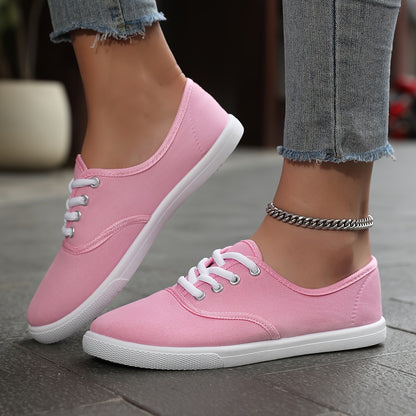 Women's Casual Canvas Sneakers, Low-Top Lace-up Walking Shoes, Lightweight & Comfort Sport Shoes Beauty World Shop